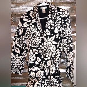 White House Black Market Floral Jacket Size Small 3/4 Length